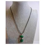 CAT GREEN STONE PENDANT & NECKLACE