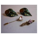 VINTAGE PIN, BROOCH & EARRINGS