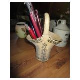 PAINTED BASKET W/ CANDLESTICK