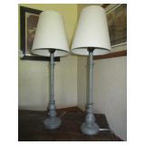GREY CANDLESTICK LAMP PAIR
