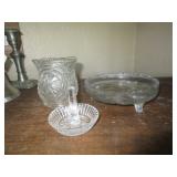 CRYSTAL RING HOLDER, VASE, & SMALL FOOTED TRAY