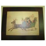 SANTA & REINDEER FRAMED 1989