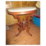 MARBLE TOP ROUND TABLE 27 X 22.5 X 16.5 INCHES