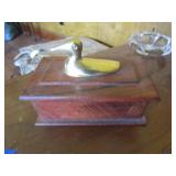 WOODEN TRINKET BOX DUCK HANDLE