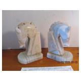MARBLE HORSE HEAD BOOKENDS