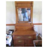 TIGER OAK WASH STAND W/ MIRROR