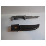 DAMASCUS STYLE FIXED BLADE HUNTING KNIFE BLACK