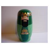 WOODEN NATIVITY NESTING DOLLS 5 PC CHRISTMAS