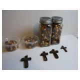 JEWELRY MAKING BEADS & WOOD CROSS PENDANTS CRAFT