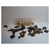 WOOD CROSS PENDANTS & DRILLED SEASHELL CRAFT LOT