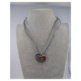 ART GLASS HEART PENDANT NECKLACE MULTICOLOR