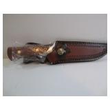 NEW DAMASCUS STEEL FIXED BLADE HUNTING KNIFE