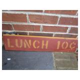 WOODEN SIGN LUNCH TEN CENTS