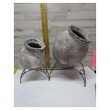 RUSTIC TEXTURED CERAMIC POTS & STANDS