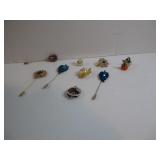 ASSORTED RHINESTONE PEARL PEACOCK STICK PINS &