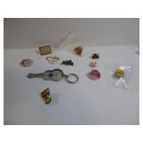 VINTAGE LAPEL PINS, KEYCHAINS, & MORE
