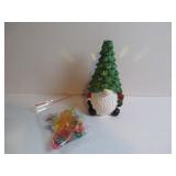SMALL GNOME CERAMIC CHRISTMAS TREE LED WITH BULBS