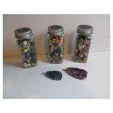3 BOTTLES FULL OF JEWELRY BEADS / FINDINGS &