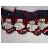 4 Adorable Snowman Stockings - Like new