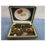 Swank Tiger Eye Cuff Links & GE Neck Tie Pins