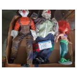 2 Clown Dolls & 1 Little Mermaid Doll