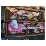 Mixed Lot of Dolls, Plush, and Toy Guitar