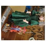 Large Doll w/Green Dress & Small Doll