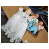 Christening Gown Baby Doll & 4 Baby Dolls