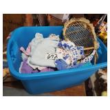 Tote Full of Doll Clothes & Chair