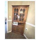 Wood Corner China Cabinet 2 Glass Doors