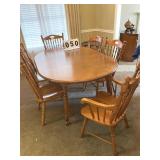 Wood Dining Table and 4 chairs and 2 Captain