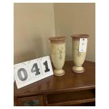 2 Clay Flower Display Vases 14" tall