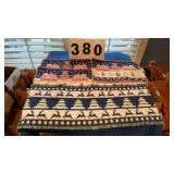 4 matching holiday place mats and 1 holiday table