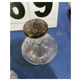 Vintage vanity jars with silver tops & glass