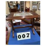 Wood folding top table - drawing on top is of the