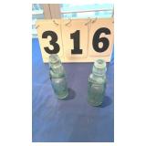 2 Codd Glass Pop Cola bottles marble still bottle