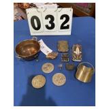 Metal container, car tin, 3 coasters, metal soap
