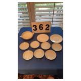 10 pieces 1 serving bowl 2 plates and 7 saucers