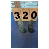 2 Codd Glass Pop Cola Bottles large with marble
