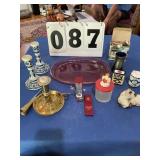 Pair Candle holder, glass plate, childï¿½s cup,