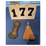 Broom small silver handle & silver plated candle