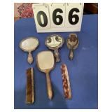 Old 3 silver plate hand mirrors, silver plate