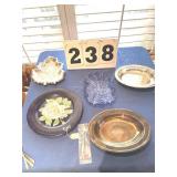 Cobalt blue flower plate , 2 serving trays plus 2
