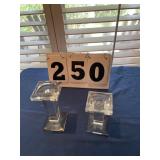 2 glass candle holders
