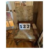 Old wood chair cloth seat and back
