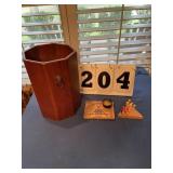 Wood waste can & 2 wood games