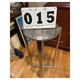 Metal table glass top 3 foot tall x 16 inches