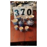 9 pieces (4 cups, 3 shot glasses, and 2 sugar