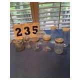 3 Ball & Kerr canning jars and 5 assorted glass
