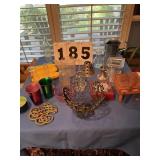 25+- assorted glass, metal and plastic items.